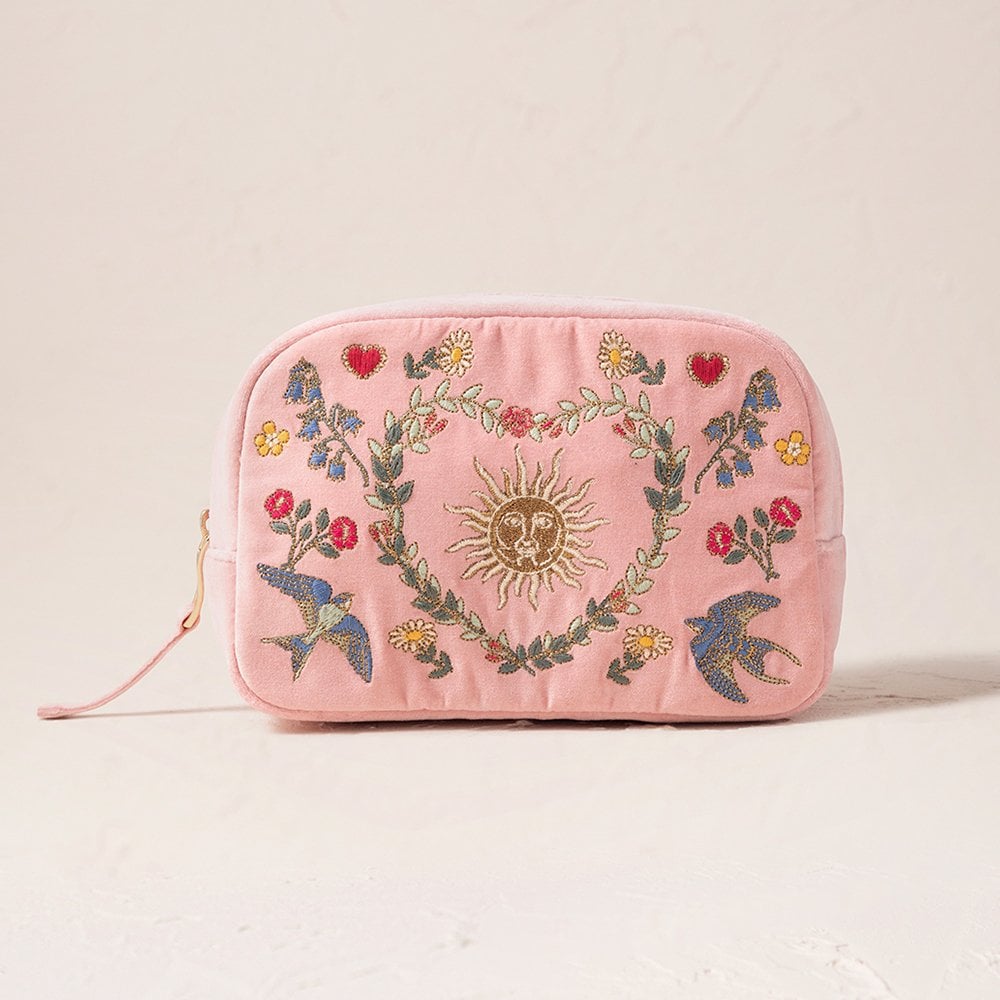 Elizabeth Scarlett Earth Goddess Velvet Cosmetic Bag - Rose