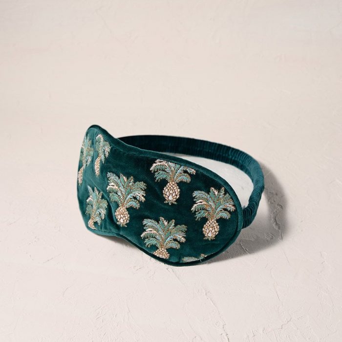 Elizabeth Scarlett Pineapples Velvet Eye Mask - Emerald