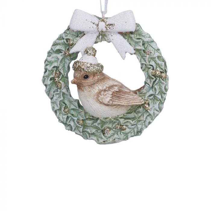 Gisela Graham
Resin Bird in Wreath with Bow Hanging Decoration