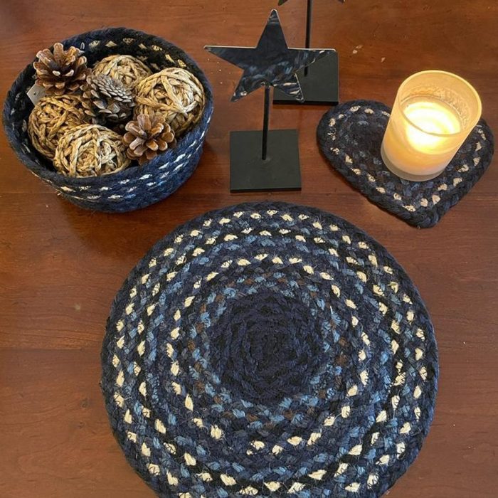 The Braided Rug Company
Indigo Heart Jute Braided Coaster & Large Placemat