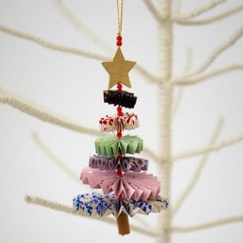 Multi Pattern Christmas Tree Paper Hanging Decoration