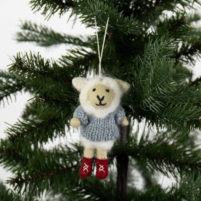 A World of Craft Sheep in Boots Felt Hanging Decoration