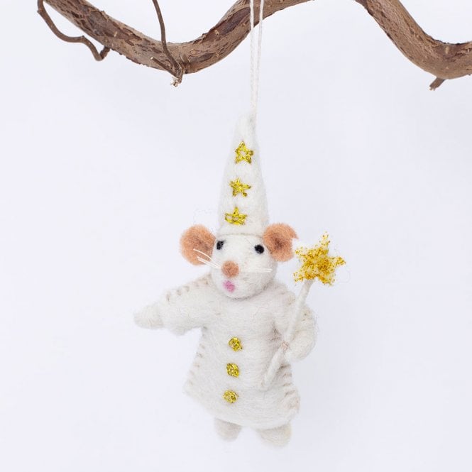 A World of Craft White Festive Felt Mouse Hanging Decoration