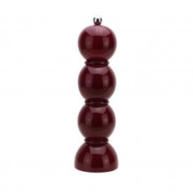 Deep Cherry Red Lacquer Bobbin Salt or Pepper Mill Grinder