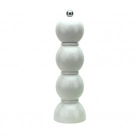 White Lacquer Bobbin Salt or Pepper Mill Grinder