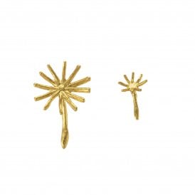 22ct Gold Asymmetric Dandelion Fluff Stud Earrings