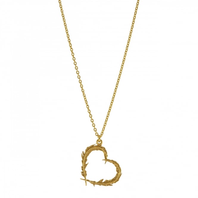 Alex Monroe 22ct Gold Plated Delicate Feather Heart Necklace