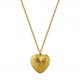 22ct Gold Plated Floral Engraved Heart Necklace