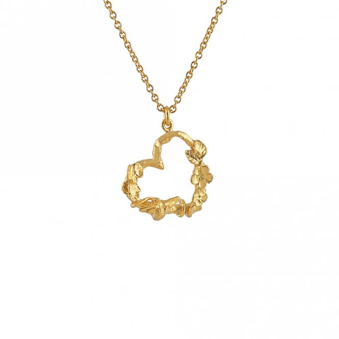 Alex Monroe 22ct Gold Plated Floral Heart Necklace with Itsy Bitsy Bee