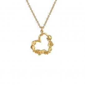 22ct Gold Plated Floral Heart Necklace with Itsy Bitsy Bee