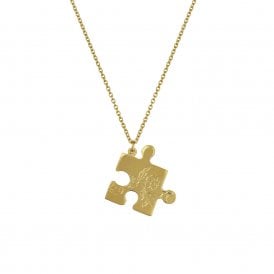 22ct Gold Plated Floral Puzzle Piece Necklace