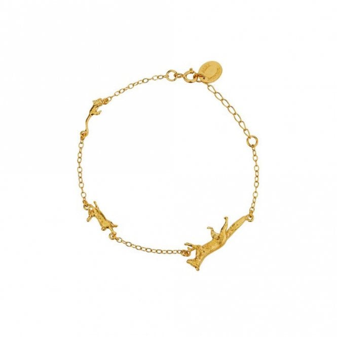 Alex Monroe 22ct Gold Plated Fox, Rabbit & Mouse Chase Bracelet