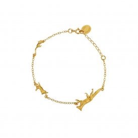 22ct Gold Plated Fox, Rabbit & Mouse Chase Bracelet