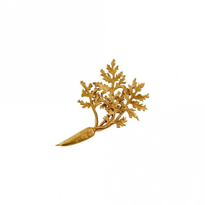Alex Monroe 22ct Gold Plated Leafy Carrot Pin Brooch