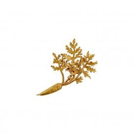 22ct Gold Plated Leafy Carrot Pin Brooch