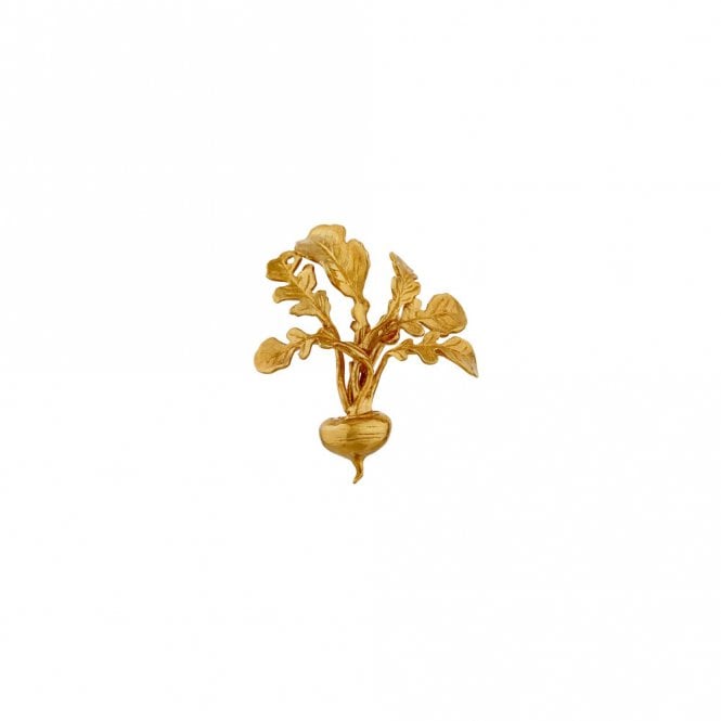 Alex Monroe 22ct Gold Plated Leafy Turnip Pin Brooch