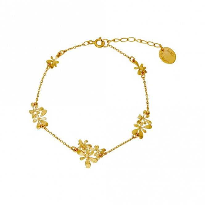 Alex Monroe 22ct Gold Plated Rosette Cluster In-Line Pathway Bracelet