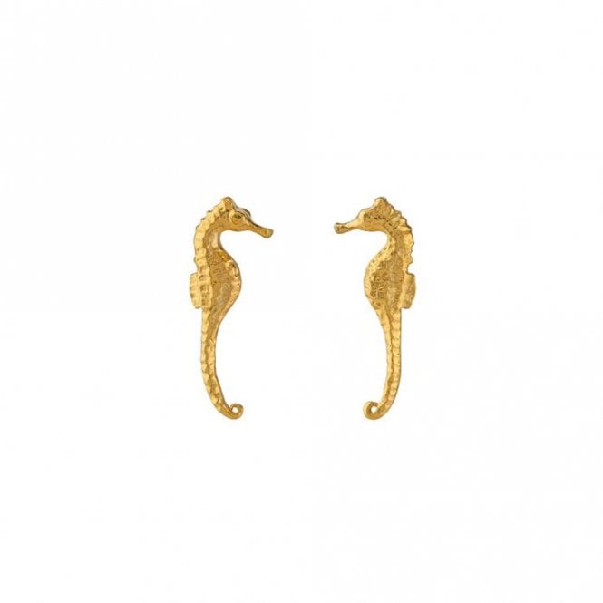 Alex Monroe 22ct Gold Plated Seahorse Stud Earrings
