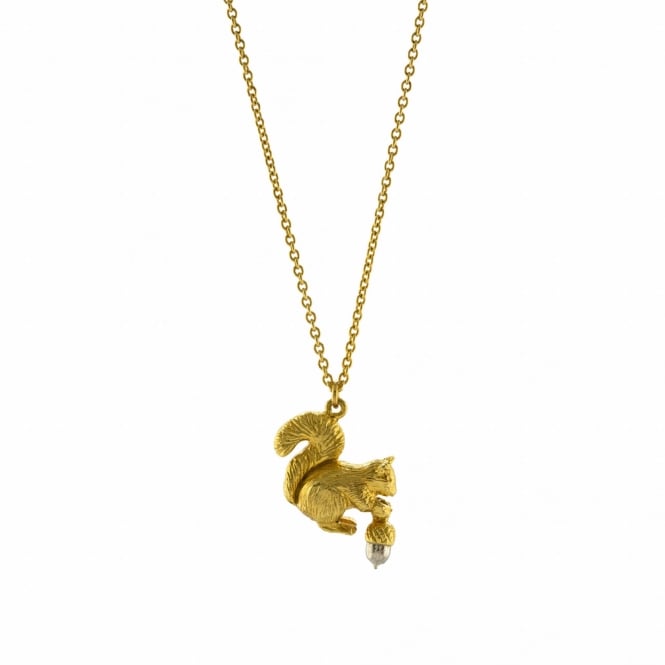 Alex Monroe 22ct Gold Plated Squirrel & Acorn Necklace