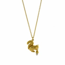 22ct Gold Plated Squirrel & Acorn Necklace