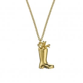22ct Gold Plated Tulip Filled Wellington Boot Necklace