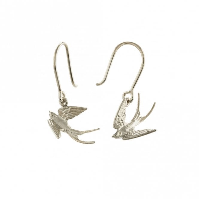 Alex Monroe Sterling Silver Swooping Swallow Hook Earrings