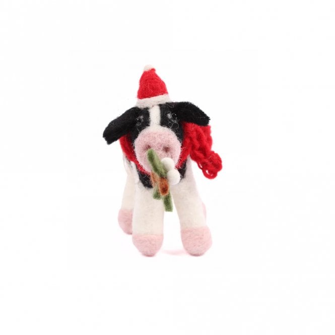 Amica Felt Christmas Calf with Mistletoe Hanging Decoration