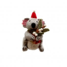Koala Bear with Mistletoe Sprig Hanging Decoration