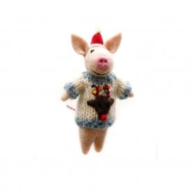 Piglet in Christmas Jumper Hanging Decoration