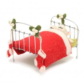 Sleeping Mice Pair In Bed with Stockings Decoration