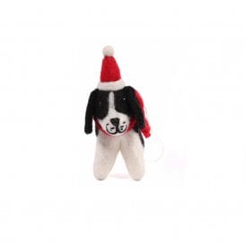 Spaniel with Hat & Scarf Hanging Decoration