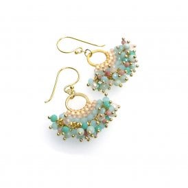 Amazonite & Rhodonite Beaded Earrings