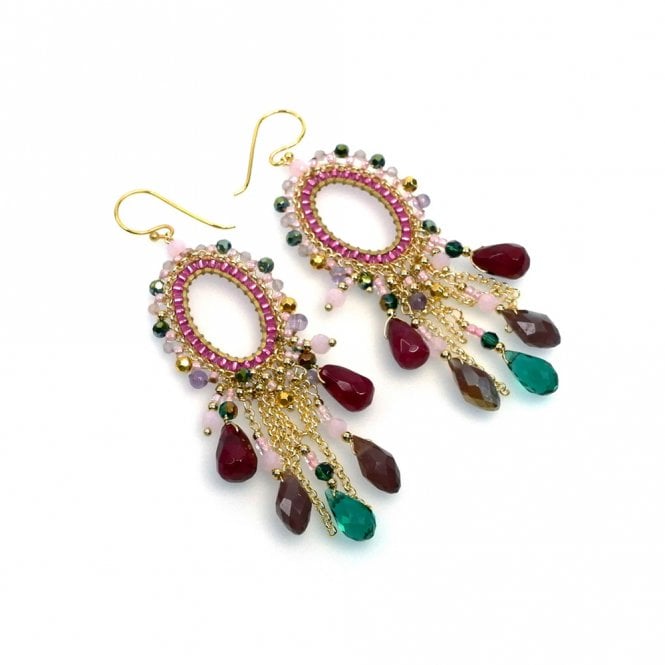 Annabella Moore Amethyst & Jade Beaded Earrings