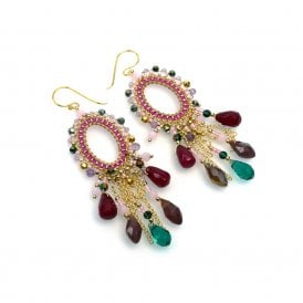 Amethyst & Jade Beaded Earrings