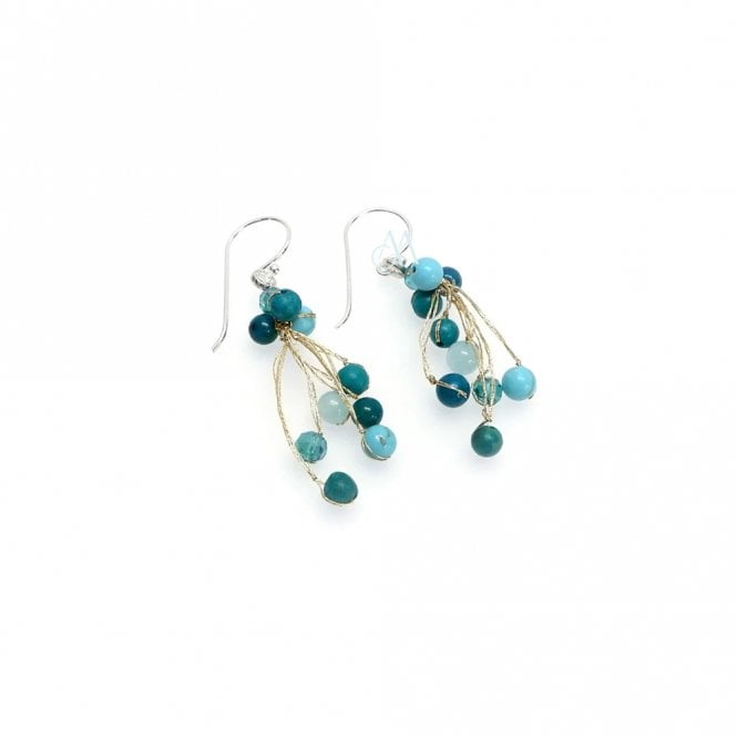 Annabella Moore Aqua Chrysocolla Jade Silk & Stones Earrings