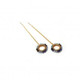 Dark Blue Cat's Eyes Lapis Earrings