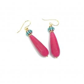 Dark Pink Jade Drop Earrings