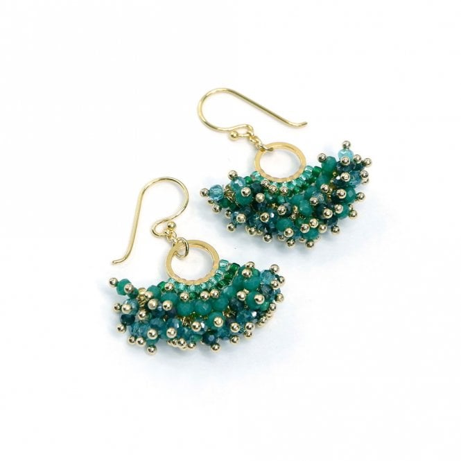 Annabella Moore Green Onyx Jade Gemstone and Crystal Earrings