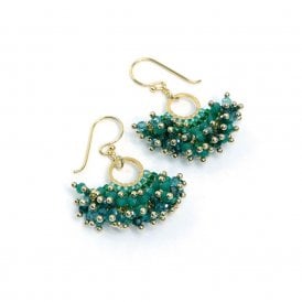 Green Onyx Jade Gemstone and Crystal Earrings