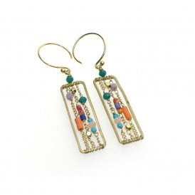 Sunstone & Afghan Beaded Earrings
