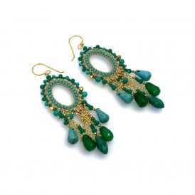 Turquoise & Jade Beaded Earrings