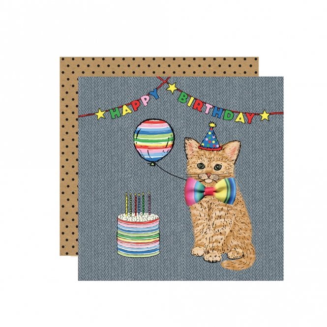 Apple & Clover Ginger Cat Happy Birthday Card