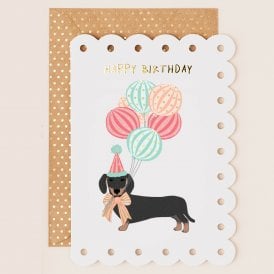 Sausage Dog Balloons Birthday Card