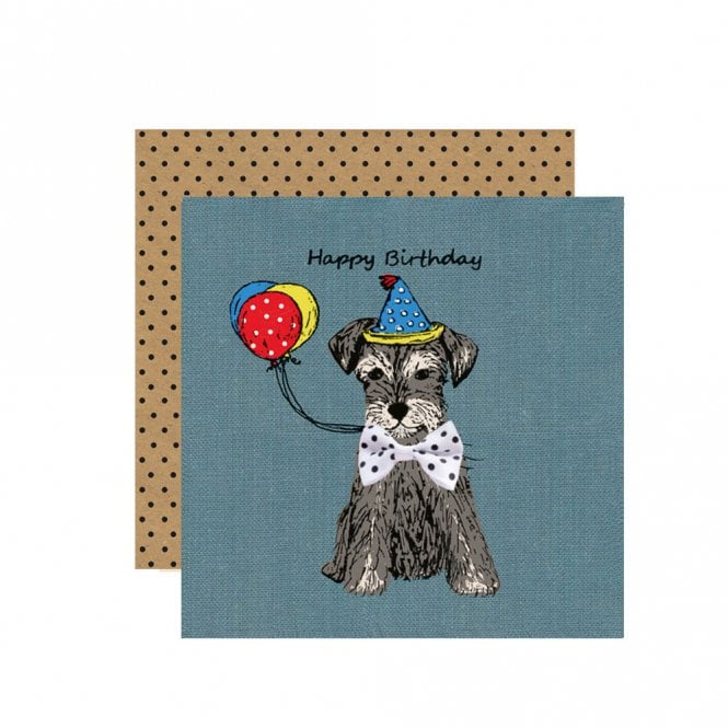 Apple & Clover Schnauzer Party Hat Happy Birthday Card