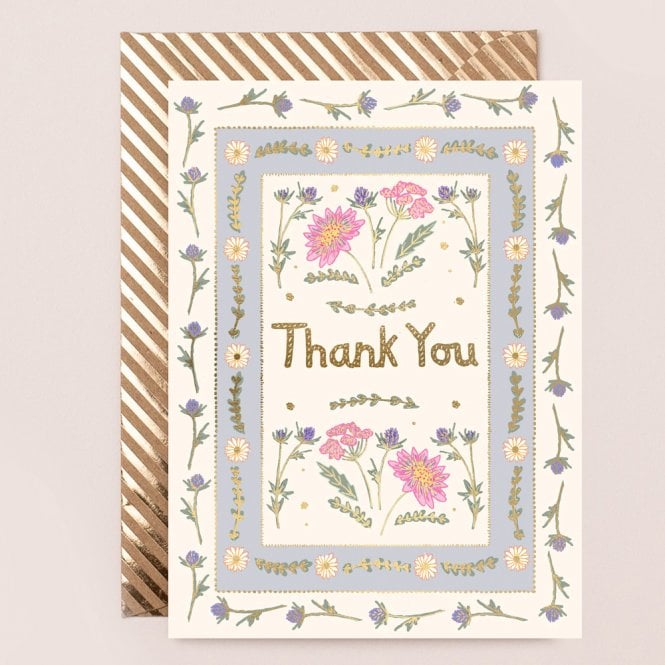 Apple & Clover Thank You Floral Gold Foiled Card