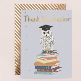 Thank You Teacher Owl Gold Foiled Card