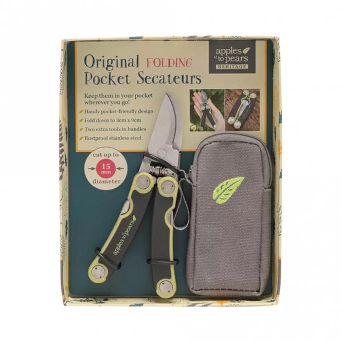 Apples to Pears Folding Pocket Secateurs Gift Set - Apple Green