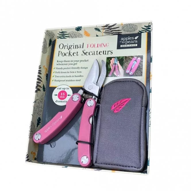 Apples to Pears Folding Pocket Secateurs Gift Set - Fuchsia Pink