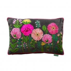 Ensley Dark Dove Grey Velvet Cushion