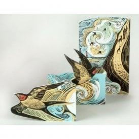 Angela Harding Cornish Swallows Concertina Card